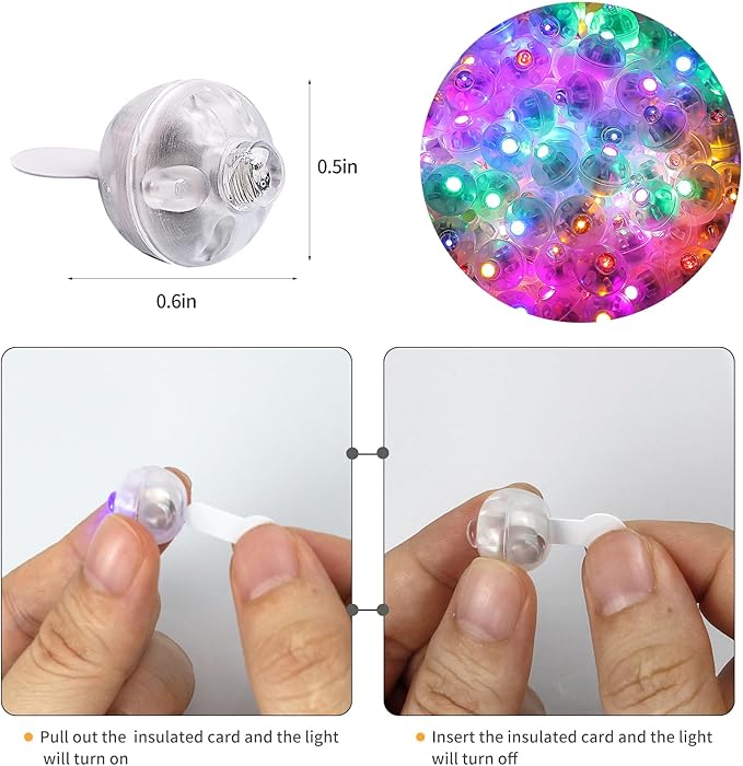 Aogist 100pcs Balloon Lights,Long Standby Time Waterproof Twinkle Mini Light,Battery Powered,Round LED Ball Lamp for Balloon Paper Lantern Party Wedding Christmas Halloween Decorative,10 Colors Flash