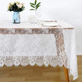 Lace Tablecloth Table Fabric 60x120 Inch for Rustic Boho, 6pcs – White