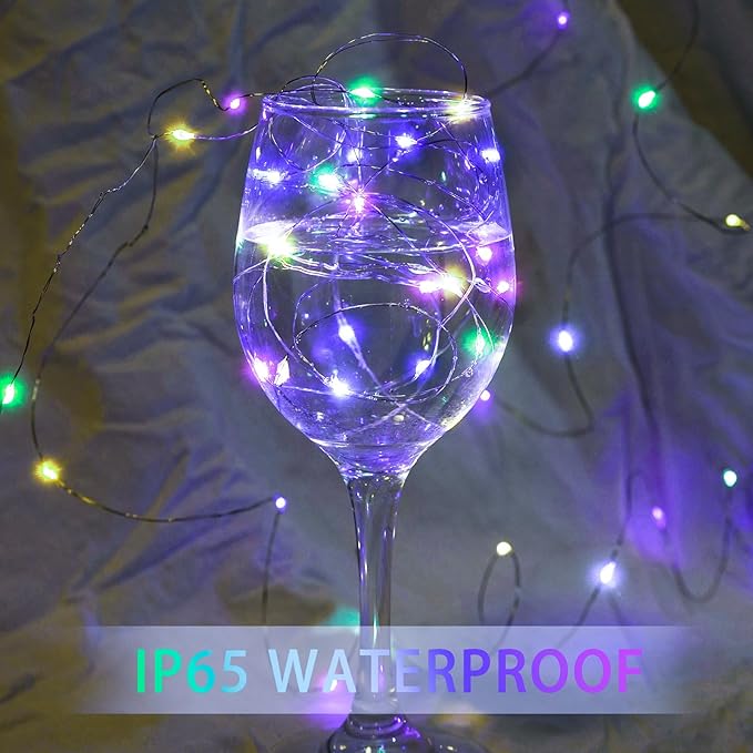 Fairy Lights 7Ft 20 LED Twinkle String Lights 3 Modes Battery Operated Waterproof Firefly Starry for Mason Jar Party Wedding Christmas Valentines Day Table Centerpieces(Rainbow, 24 Pack)