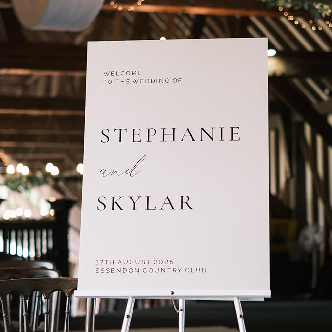 Welcome Wedding Sign Personalized, Luxury Wedding Sign Decorations Signage 12" X 18" (Small), 27" (Medium), 36" (Large), Plastic, Modern, Pole Mount, Weather