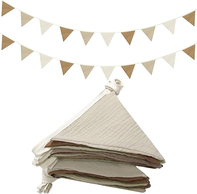 Banners: 2 Cotton Pennant Garlands, 7.75 Ft Each, 10 Flags per Strip