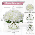 Hydrangea Artificial Flowers with Vase Silk Fake Flowers – White