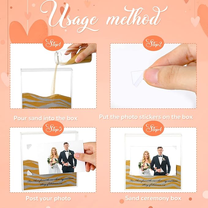 Wall Tabletop Frame Wedding Unity Sand Kit, Clear Acrylic, Yellow and Gray