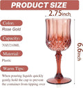 Plastic Stemmed Wine Glasses, 24 Pcs – Rose Gold, 7oz