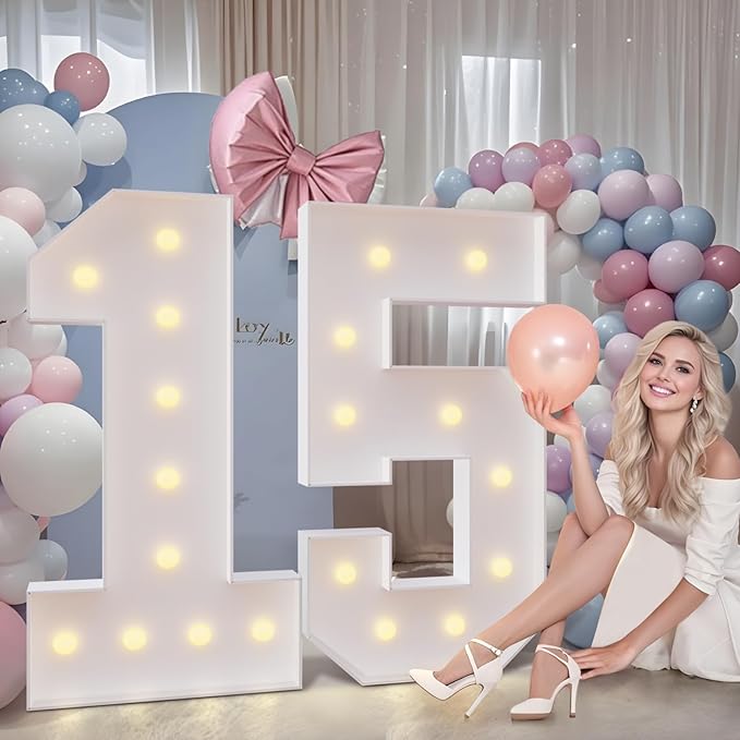 Marquee Number 30 Party Sign, 4 FT Light Up Foam Board DIY Kit