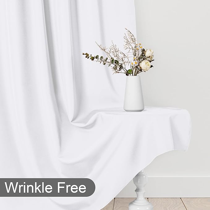 DWCN 10x10 FT White Backdrop Curtains for Parties, Photography Backdrop Drapes with Rod Pockets for Wedding Decorations Stage Birthday Family Gatherings, 2 Panels 5ft x 10ft