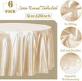 120 Inch Champagne Round Tablecloth, 6 Pack, Premium Silky Satin