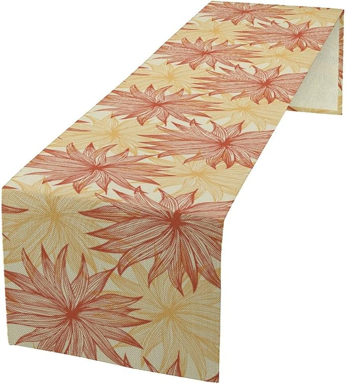 Autumn Chrysanthemum Table Runner, Vintage Modern Geometric Floral Boho Table Runner for Kitchen Dining Bedroom Living Room Table Decor for Indoor Outdoor Home Party, 13x60 Inch