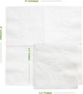 [1000 Count, 1-Ply Bulk, 4.5 X 4.5 Folded] White Beverage Napkins