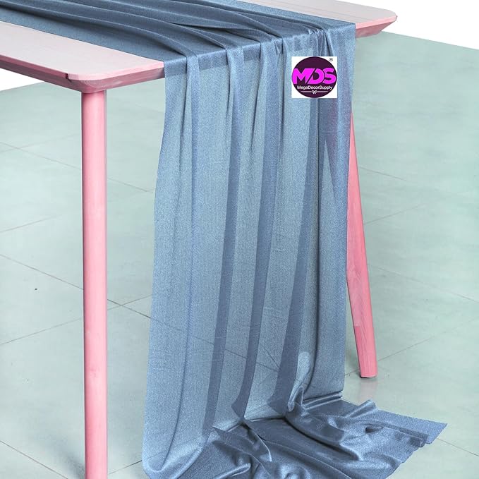 MDS Halloween Chiffon Table Runner - 5 Pack, 29 x 170 Inches, 14ft Each - Sheer Spooky Table Runners for Haunted House Parties, Trick-or-Treat Tables, Witchy Décor, Wedding & Events - Dusty Blue