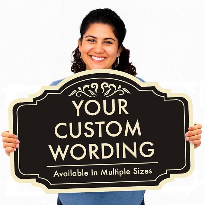 Custom Metal Decorative Signs, Personalized Aluminum, Custom Driveway Signs, Waterproof, Design 2 Black Charcoal 10x7 In
