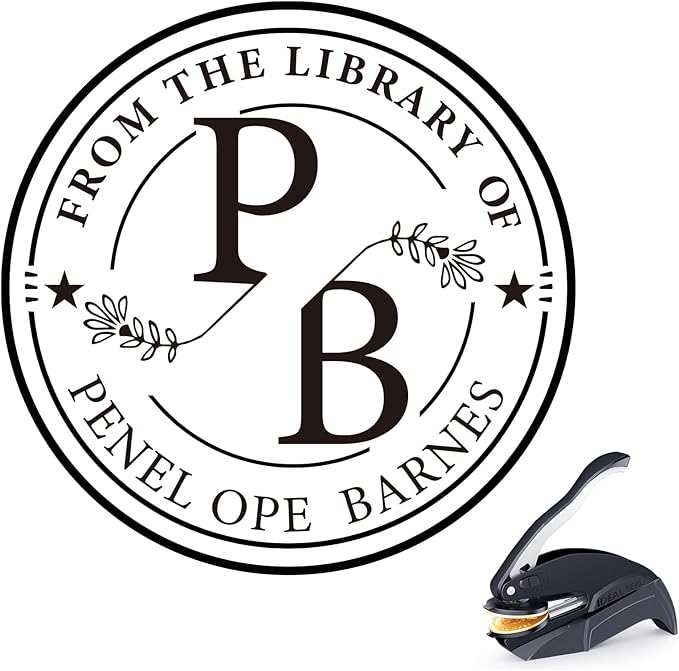 Custom Embosser Stamp - Personalized Book Embosser for Book Lovers, Readers, Home, Office & Library Collections (Letter-14)