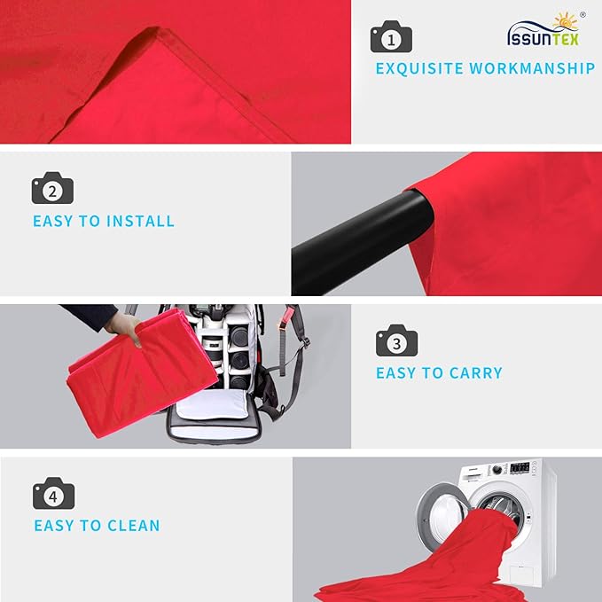 ISSUNTEX 10X20 ft Background Muslin Backdrop, Photo Studio, Collapsible High Density Screen for Video Photography and Television-Red