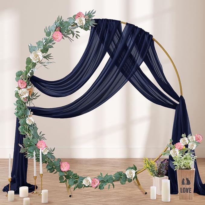Outdoor Curtains - Navy Blue Sheer Gauze Drapes, 4 Panels, 29 x 20 Ft