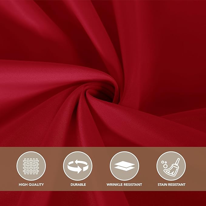 sancua Christmas Red Square Tablecloths 85x85 Inch, 2 Pack - Fabric Table Cloth for Square or Round Tables, Washable Polyester Table Cover for Dinner, Holiday Party, Decorative Display Tables