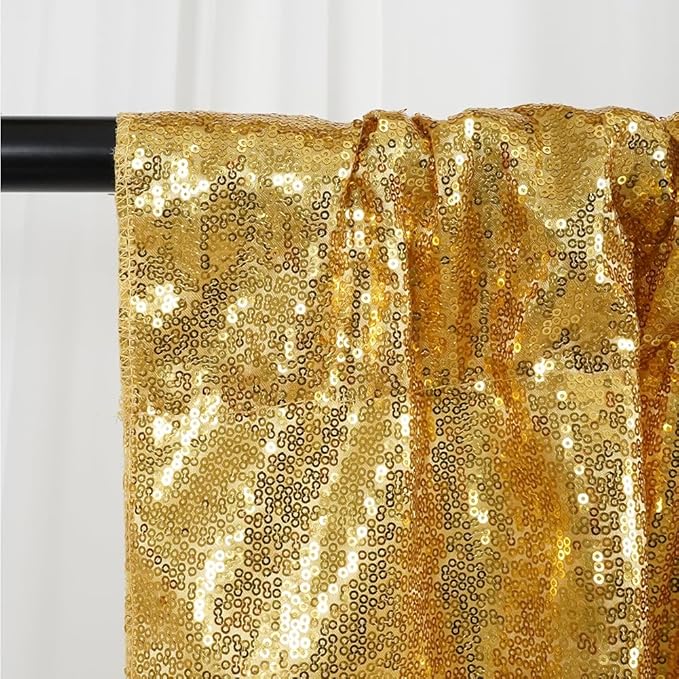 SquarePie Sequin Backdrop Curtain Not See Through Background for Wedding Party 5FT x 7FT Gold