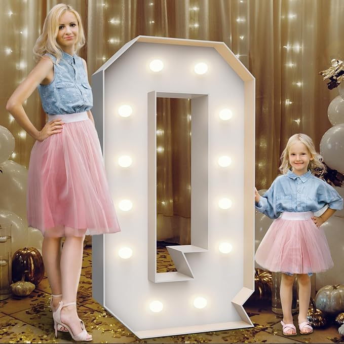 Decorative Sign: 4FT White Light Up Marquee Letters, Foam Board
