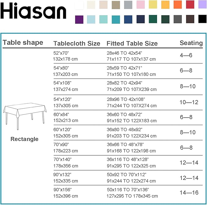 Hiasan Rectangle Tablecloth - Waterproof Washable Fabric Table Cloth for Wedding, Banquet, Gathering and Dining Room, 90 x 156 Inch, Turquoise