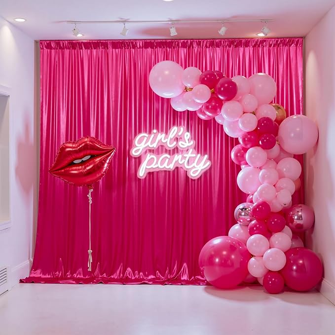 Backdrop Curtain, Hot Pink Sequin, 4 Panels (Each 5x10 Ft)