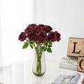 Artificial Rose Open Flower Bouquet Faux Rose Stems for Wedding, 10pcs