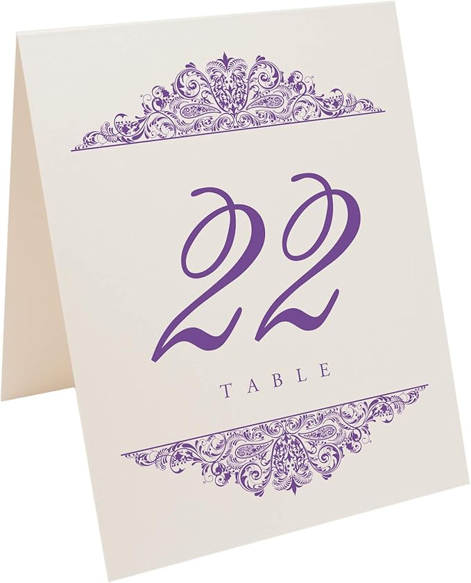 Table Numbers 1-100, Purple Paisley Wedding Cards, 4.25 x 5.5 in