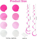 Hanging Swirl Decorations Ombre Pink White Felt Swirl, 36 Pcs – Hot Pink