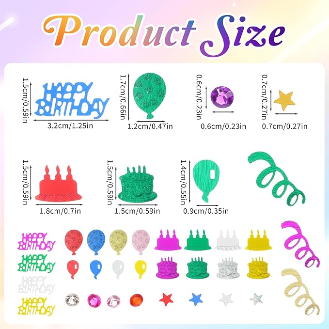 1500 Pcs Happy Birthday Glitter Confetti, Rainbow Foil Confetti Ready Decorations, Party Table Multicolor Cake Glitter Balloons For Birthday Party, Baby Shower Crafting