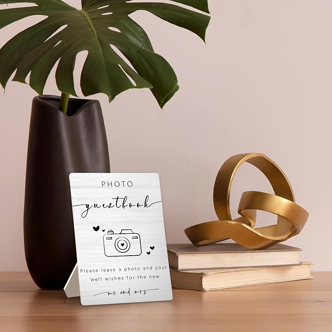 Wooden Photo Guest Book Stand 5x7inch - Wedding & Reception Decor - Gifts for Mr & Mrs