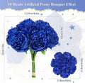 Artificial Peony Silk Flower with Stems Real Look Vintage, 10pcs