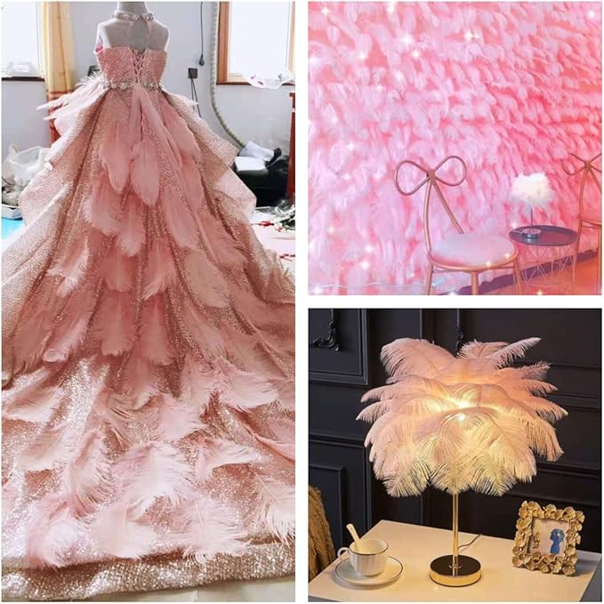 Ballinger Light Pink Ostrich Feathers - 24Pcs 8-10inch Feathers for Crafts,Party Centerpieces,Wedding and Home Decor