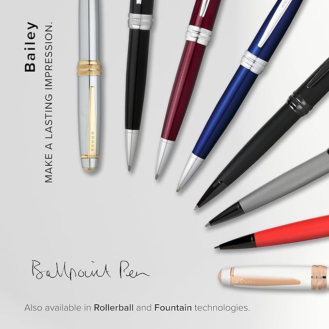 Cross Bailey Refillable Ballpoint Pen Presented in a Premium Gift Box - Medium Point, Black Ink, Blue