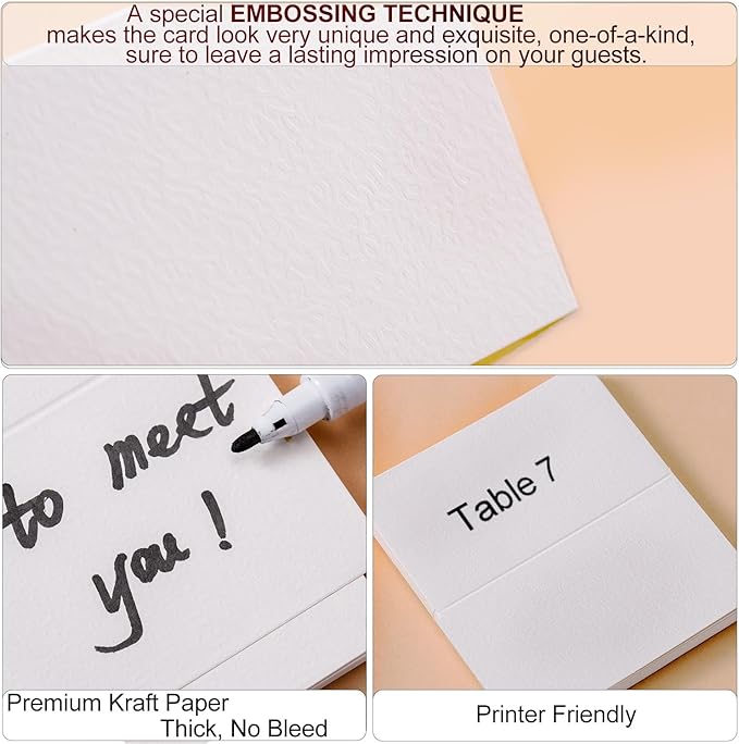 120 Pcs Premium Place Cards, 2x3.5in Small Tent Cards, Blank Fillable Banquet Seat Cards, Name Cards, Escort Cards, Table Cards, Wedding Place Cards for Wedding, Table, Dinner Parties