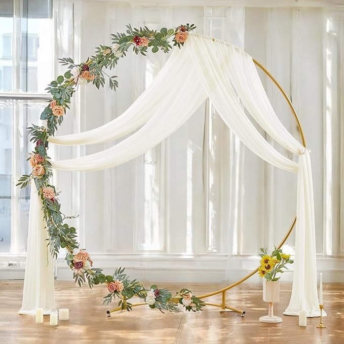 MDS Halloween Chiffon Draping Fabric - 1 Panel, 30" Wide x 40ft Long - Sheer Spooky Arbor & Canopy Drapery for Haunted House Backdrops, Party Ceilings, DIY Costumes & Themed Events - Ivory