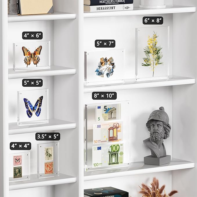 8x10 Acrylic Picture Frame 3 Pack, Clear Freestanding Double Sided Frameless Magnetic Photo Frames, Desktop Display Decor Gift