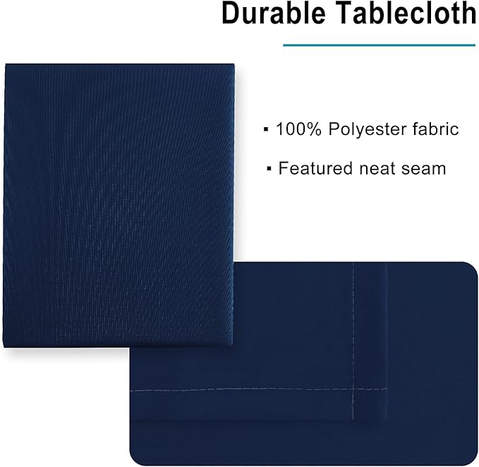 Hiasan Navy Blue Tablecloth for Rectangle Tables - Waterproof and Spillproof Washable Fabric Table Cloth for Dining Room Kitchen Party, 60 x 84 Inch