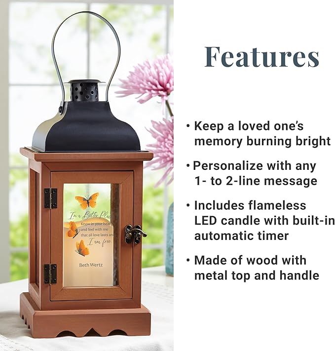 Decorative Candle Lantern - Wood and Metal, 12-Inch, Battery LED