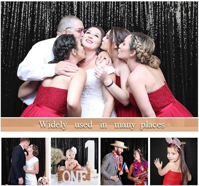 ShinyBeauty Black Sequin-Backdrop-20FTx10FT Sequins Fabric Backdrops for Photoshoot Panel Heavy Duty Background 10FT Glitter Curtain Happy Birthday Drapes
