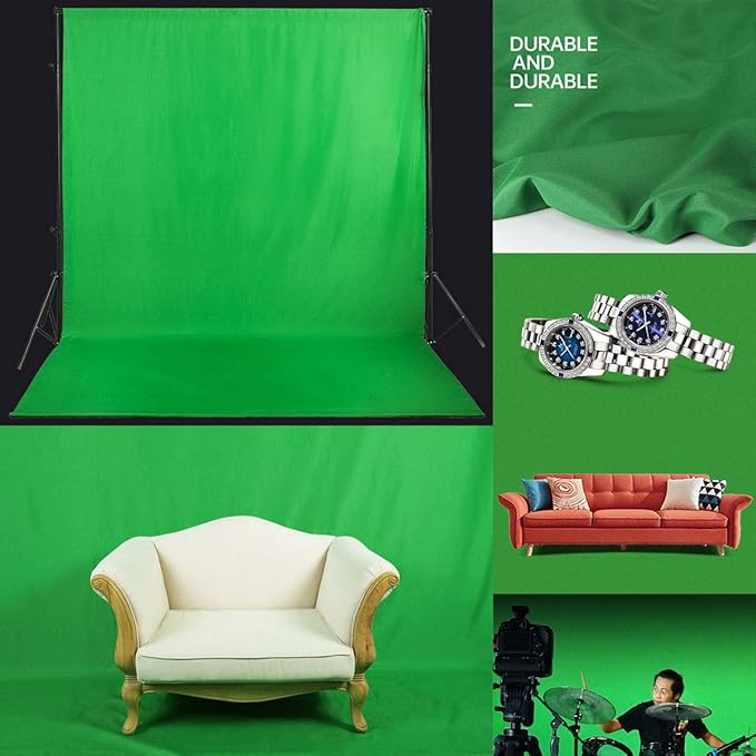Green Screen Backdrop 5x7ft Photo Backdrop Chromakey Muslin Portrait Green Backdrop for PS Keying/Video Creation/Studio Portrait Shoots