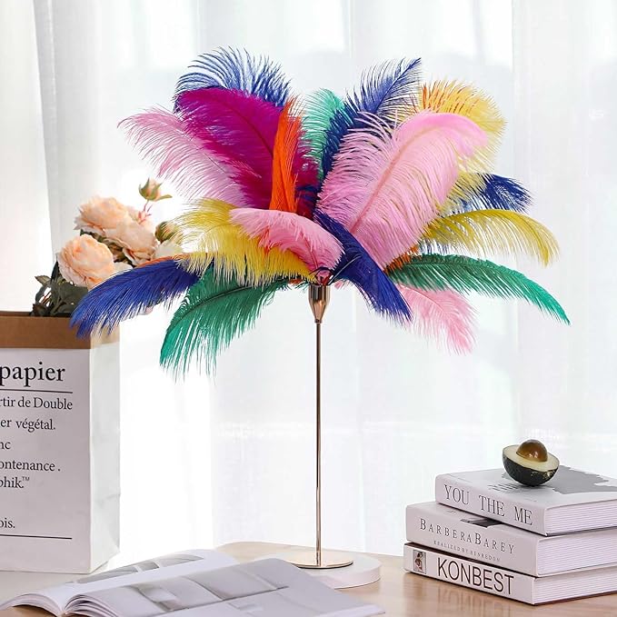 YAKRUNA 30PCS Yellow Ostrich Feathers Bulk 12-14 Inches for Centerpieces for Wedding Birthday Gatsby Party, Decorative Plumes for Vase & Table & Christmas Tree Decor (30-35cm, Yellow)