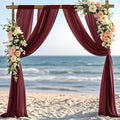 Red Fall Thankgiving Elegant Arch Draping Fabric 2 Panels – Burgundy
