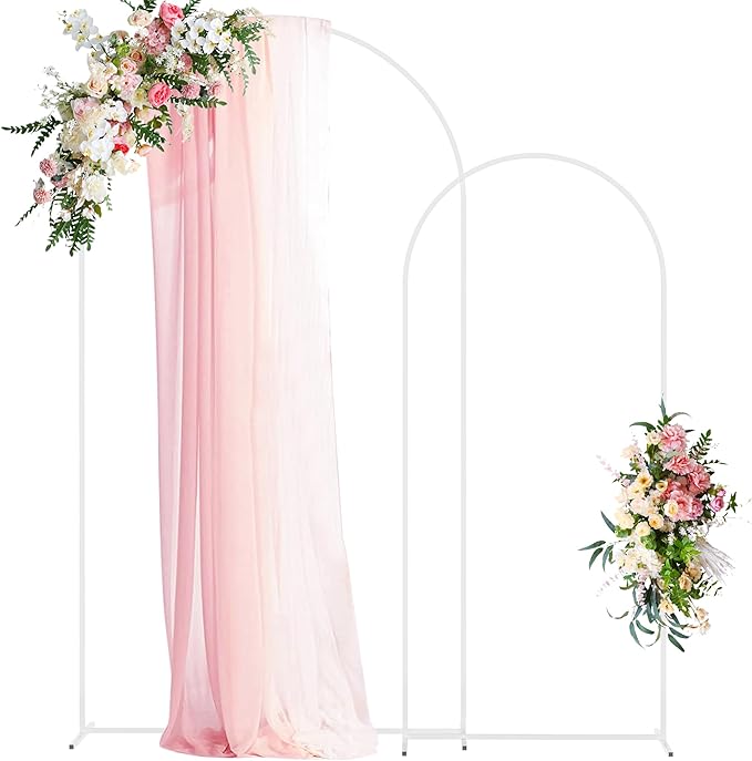 Wedding Arch Backdrop Stand Set, 2-Piece White Metal Party Decor