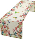 Vintage Watercolor Flower Hummingbird Table Runner Seasonal Spring Garden Plants Birds Florals Farmhouse Country Kitchen Dinner Runner Dining Table Decoration 13"x70"