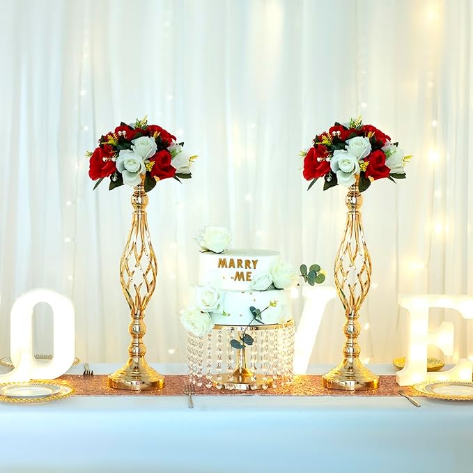 Candlestick Holders Set of 10 Gold Metal Wedding Table Centerpieces