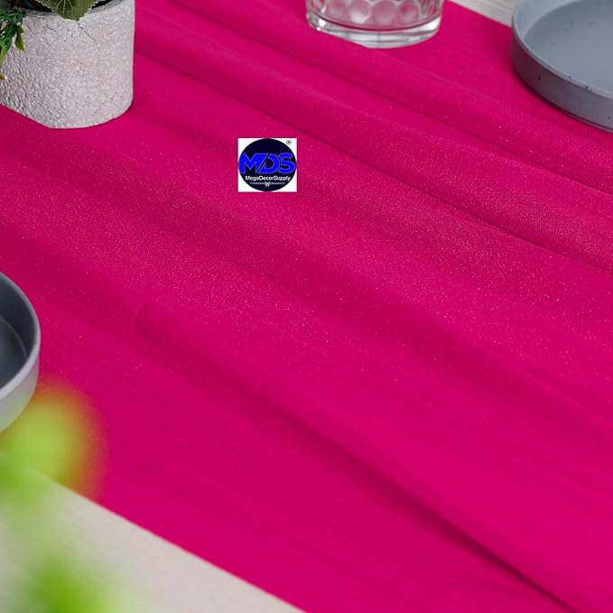MDS Halloween Chiffon Table Runner - 25 Pack, 29 x 170 Inches, 14ft Each - Sheer Spooky Table Runners for Haunted House Parties, Trick-or-Treat Tables, Witchy Décor, Wedding & Events - Hot Pink
