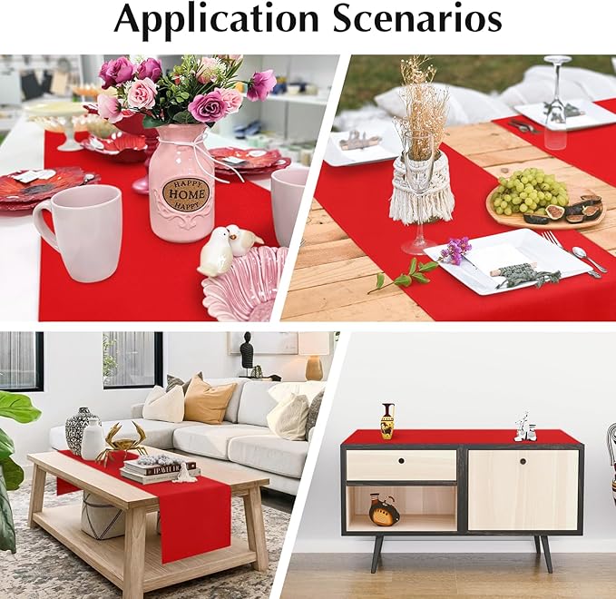 2 Pack Red Small Short Table Runner 12 x 36 Inch Solid Color Runners Coffee Table Dresser for Daily Party Home Decoration