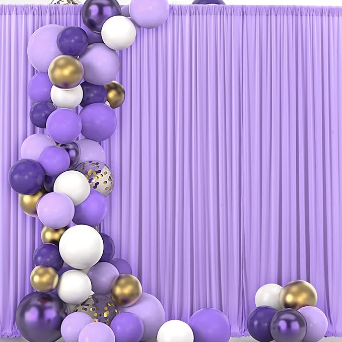Lavender Backdrop Curtain Set of 8 Panels, Wrinkle-Free Polyester, 5x10 ft