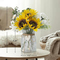 Artificial Sunflower Bouquets in Vase with a Flower Arrangement Holder