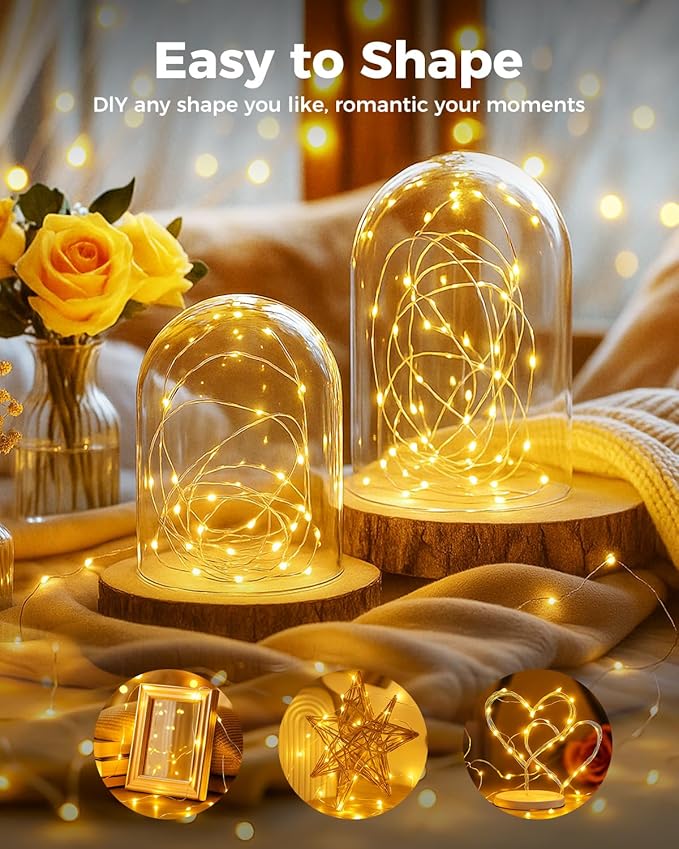 btfarm 6 Pack Fairy Lights Battery Operated, 7FT 20 LED Mini String Lights Waterproof Silver Wire for Mason Jars Centerpiece Table Crafts Bedroom Christmas Decoration, Warm White
