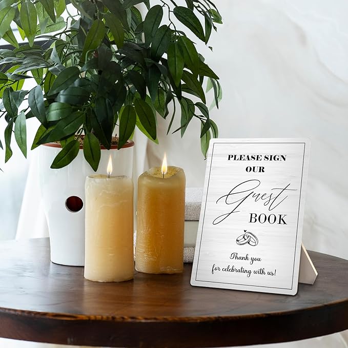 Wedding Guestbook Sign, Guestbook Wooden Sign Stand 5x7inch, Please Sign Our Guest Book Wedding Sign Stand, Wedding Signs for Reception, Wedding Table Decorations, Wedding Table Sign