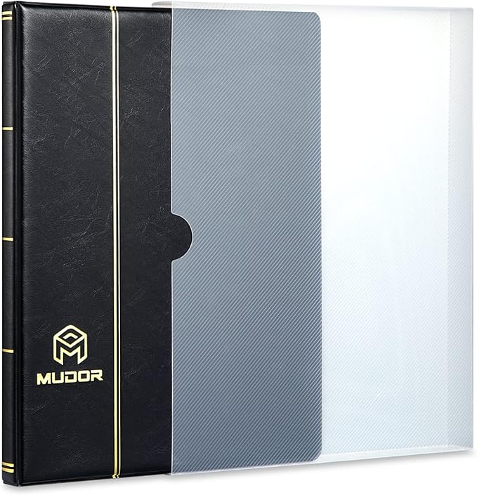 MUDOR Stamp Collecting Album, 7 Rows Pockets Stamp Book for Collectors, 10 Sheets Stamp Stockbook